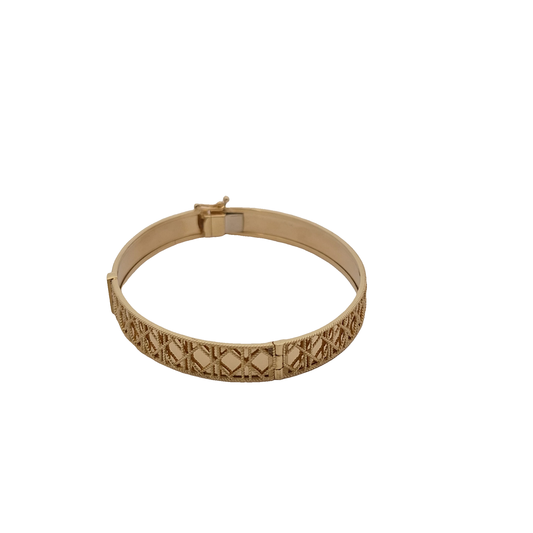 Top Quality Yellow Gold Geometric Openwork Bangle, 18K Standard Yellow Gold, view 2