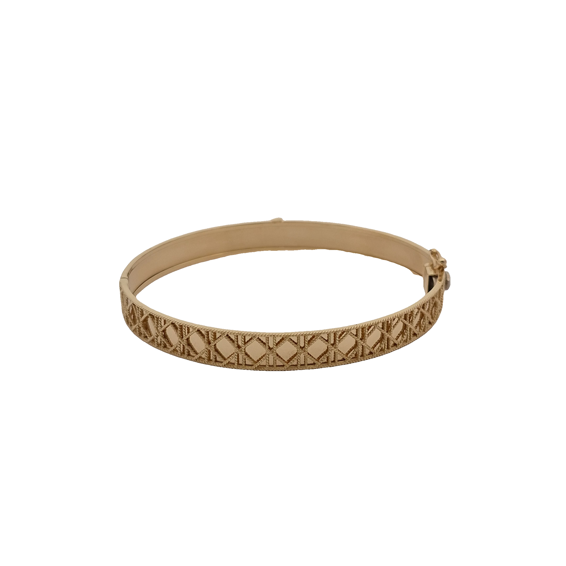 Top Quality Yellow Gold Geometric Openwork Bangle, 18K Standard Yellow Gold, view 4