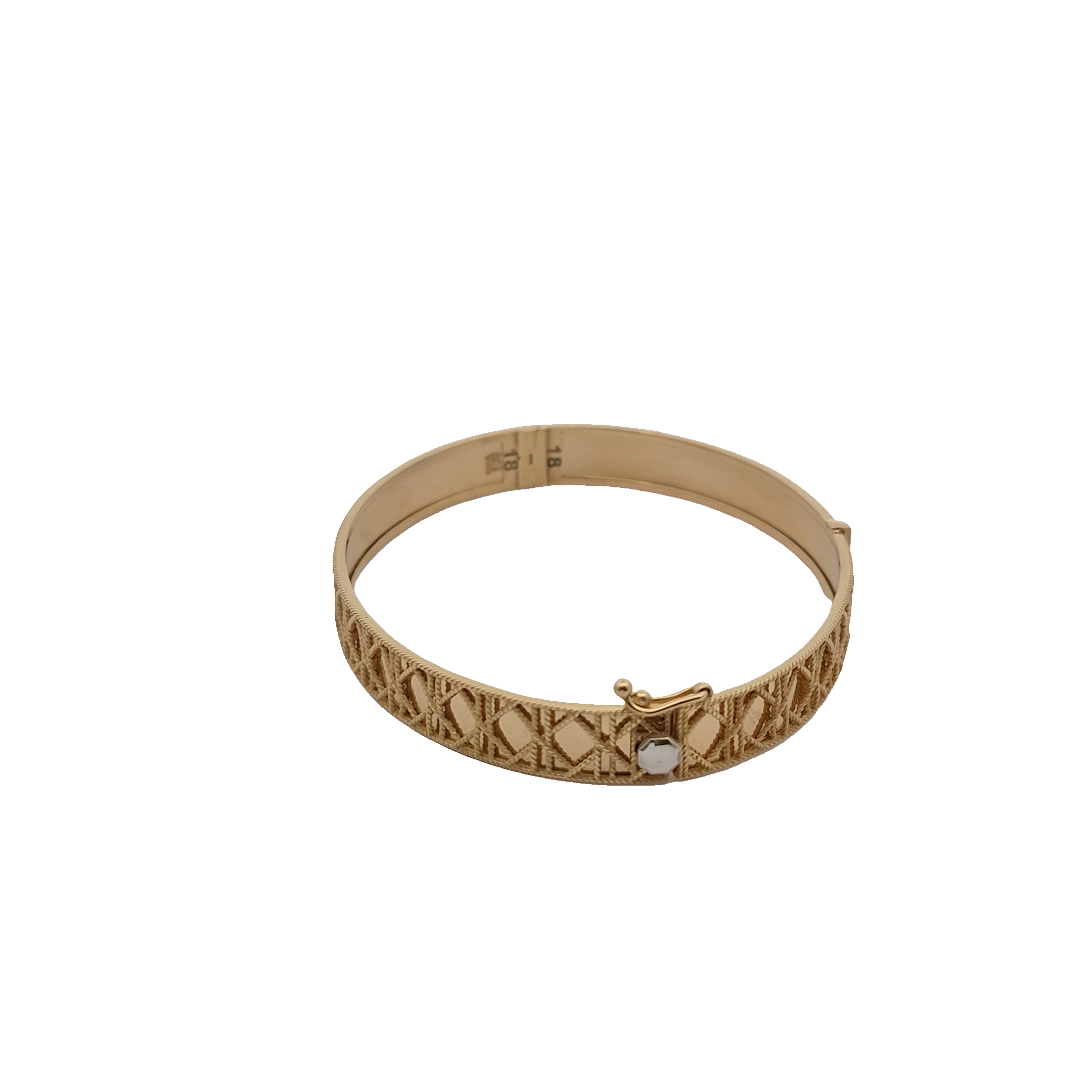 Top Quality Yellow Gold Geometric Openwork Bangle, 18K Standard Yellow Gold, view 3